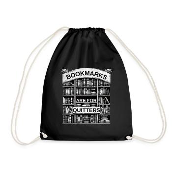 Bookshelf art with bookmarks is something for - Drawstring Bag - black - Front