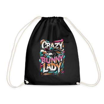 Crazy Bunny Lady - Drawstring Bag - black - Front