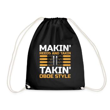 Oboe Player Oboe Basoonist Marching Band Instrumen - Drawstring Bag - black - Front