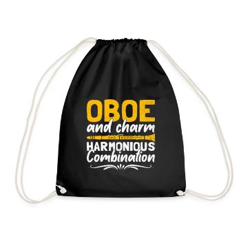 Oboe Player Oboe Basoonist Marching Band Instrumen - Drawstring Bag - black - Front