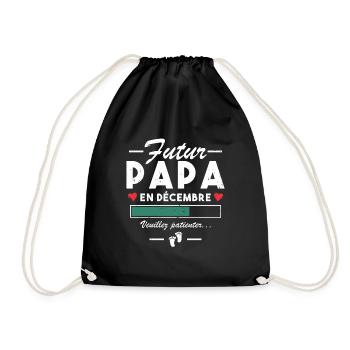 Homme Annonce Grossesse Futur Papa En décembre - Sac de sport léger - noir - Devant