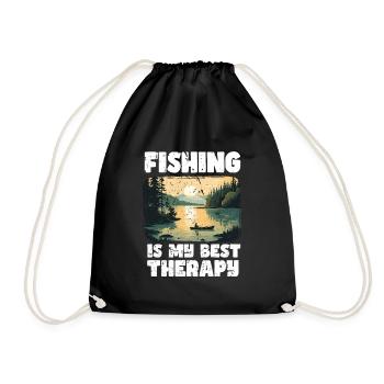 Fishing, Leisure, Contemplative, Quiet, Nature Experience - Drawstring Bag - black - Front