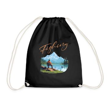 Fishing, Leisure, Contemplative, Quiet, Nature Experience - Drawstring Bag - black - Front