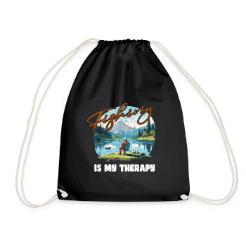 Fishing, Leisure, Contemplative, Quiet, Nature Experience - Drawstring Bag - black - Front