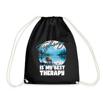 Fishing, Leisure, Contemplative, Quiet, Nature Experience - Drawstring Bag - black - Front