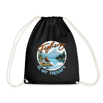 Fishing, Leisure, Contemplative, Quiet, Nature Experience - Drawstring Bag - black - Front