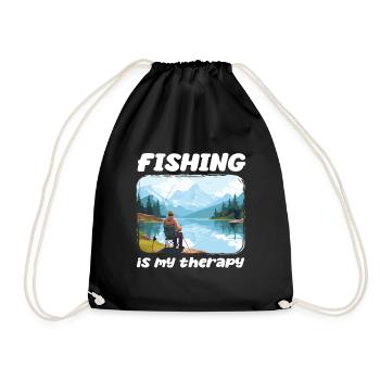 Fishing, Leisure, Contemplative, Quiet, Nature Experience - Drawstring Bag - black - Front