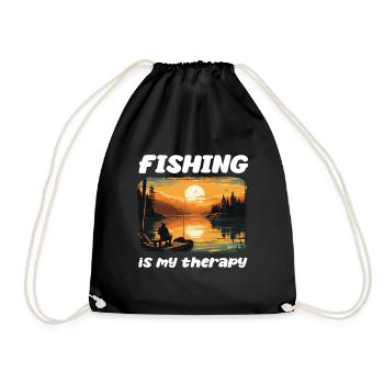 Fishing, Leisure, Contemplative, Quiet, Nature Experience - Drawstring Bag - black - Front
