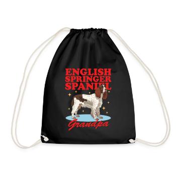 English Springer Spaniel Grandpa Dog Gift - Drawstring Bag - black - Front