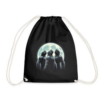 Three Sasquatch Howling Moon - Drawstring Bag - black - Front