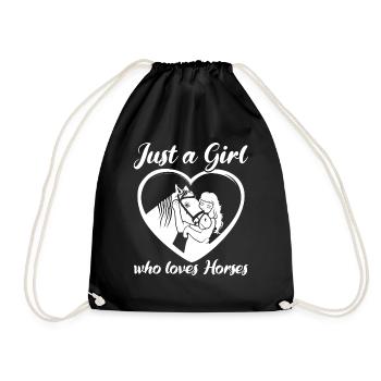 Girl's Heart Horse Love - Drawstring Bag - black - Front
