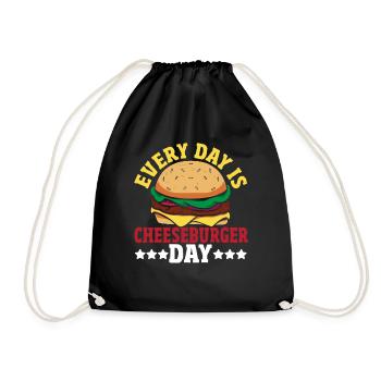 Hamburger Cheese Cheeseburger Snacks Cheeseburger - Drawstring Bag - black - Front