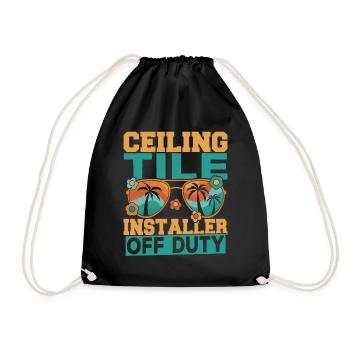 Tile Installer Ceiling Tile Installer Tile - Drawstring Bag - black - Front