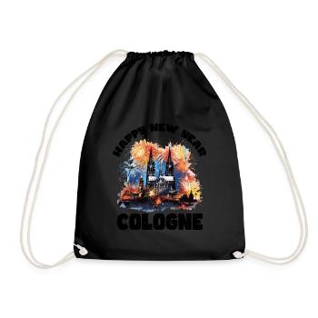 Happy New Year with fireworks in Cologne - Drawstring Bag - black - Front