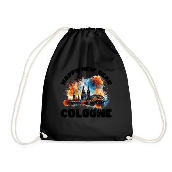 Happy New Year with fireworks in Cologne - Drawstring Bag - black - Front