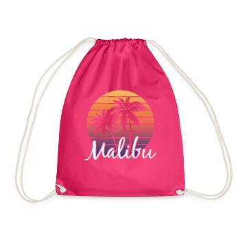 Sunset Palms Malibu Beach Vibes - Drawstring Bag - fuchsia - Front