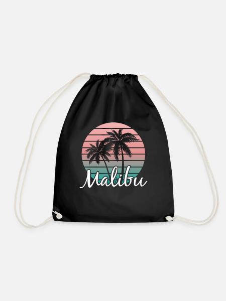 Neon Malibu Palme Retro Style - Turnbeutel - Schwarz