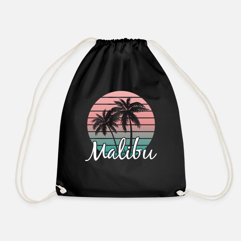 Neon Malibu Palme Retro Style - Turnbeutel - Schwarz