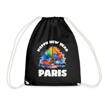 Happy New Year with fireworks in Paris - Drawstring Bag - black - Front