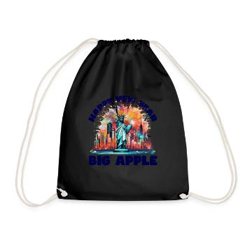 Happy New Year with fireworks in New York - Drawstring Bag - black - Front