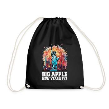 Happy New Year with fireworks in New York - Drawstring Bag - black - Front