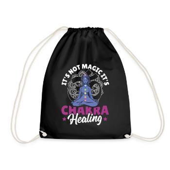 Qi Yoga Lover Edelstein Chakra Heilung - Turnbeutel - Schwarz - Vorne
