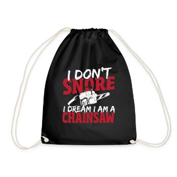 Lumberjack Forest Chain Saw Chainsaw Drawing - Drawstring Bag - black - Front