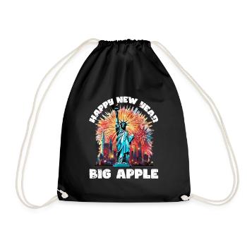 Happy New Year with fireworks in New York - Drawstring Bag - black - Front
