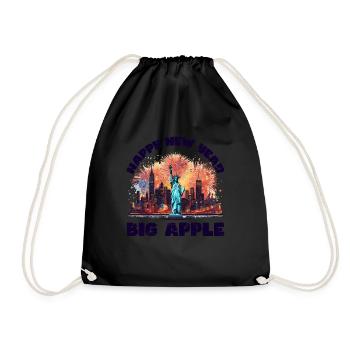 Happy New Year with fireworks in New York - Drawstring Bag - black - Front
