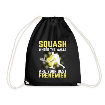 Squash Player Squash Tennis Player Raquetball Spor - Drawstring Bag - black - Front