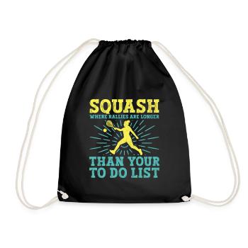 Squash Player Squash Tennis Player Raquetball Spor - Drawstring Bag - black - Front