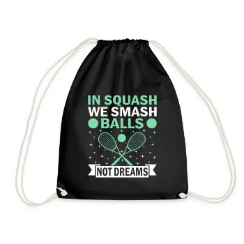 Squash Player Squash Tennis Player Raquetball Spor - Drawstring Bag - black - Front