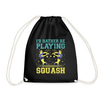 Squash Player Squash Tennis Player Raquetball Spor - Drawstring Bag - black - Front