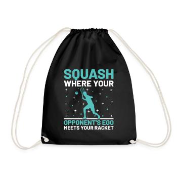 Squash Player Squash Tennis Player Raquetball Spor - Drawstring Bag - black - Front