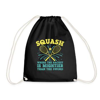 Squash Player Squash Tennis Player Raquetball Spor - Drawstring Bag - black - Front