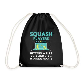 Squash Player Squash Tennis Player Raquetball Spor - Drawstring Bag - black - Front