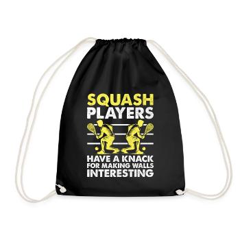 Squash Player Squash Tennis Player Raquetball Spor - Drawstring Bag - black - Front