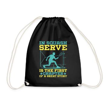Squash Player Squash Tennis Player Raquetball Spor - Drawstring Bag - black - Front