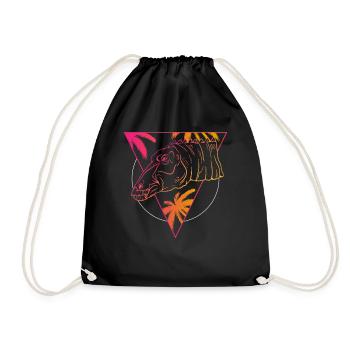 Colored Dino Circle Art Gift - Drawstring Bag - black - Front
