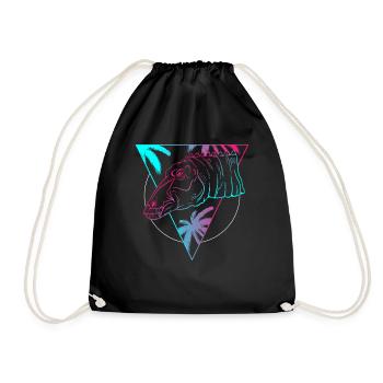 Colored Dino Circle Art Gift - Drawstring Bag - black - Front