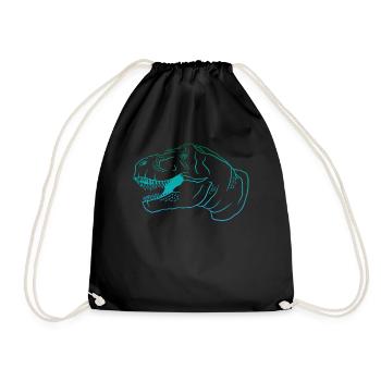 Retro T-Rex Dino Neon Outfit Gift - Drawstring Bag - black - Front
