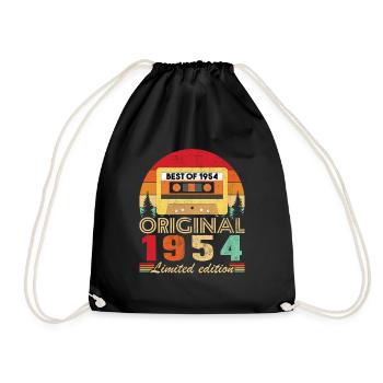 Original 1954 70th Anniversary Vintage Geschenk - Turnbeutel - Schwarz - Vorne