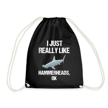 Hammerhead Shark Enthusiast Clear & Direct - Drawstring Bag - black - Front