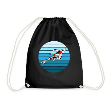 Elegant Koi Carp Zen Garden - Drawstring Bag - black - Front