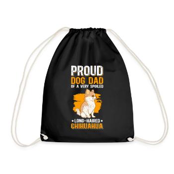 Langhaariger Chihuahua Dad Hundebesitzer Geschenk - Turnbeutel - Schwarz - Vorne
