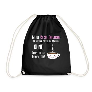 Süße Freundin Kaffee Becher Gesicht - Turnbeutel - Schwarz - Vorne
