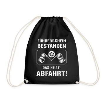 Führerschein Bestanden: ABFAHRT! - Turnbeutel - Schwarz - Vorne