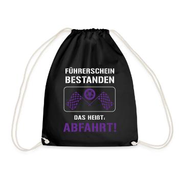 Führerschein Bestanden: ABFAHRT! - Turnbeutel - Schwarz - Vorne