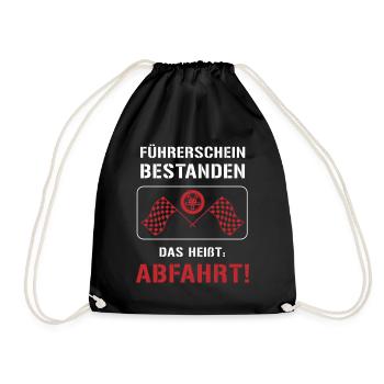 Führerschein Bestanden: ABFAHRT! - Turnbeutel - Schwarz - Vorne