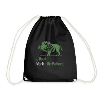 Jagd Life Balance Schweinejagd Arbeit - Turnbeutel - Schwarz - Vorne
